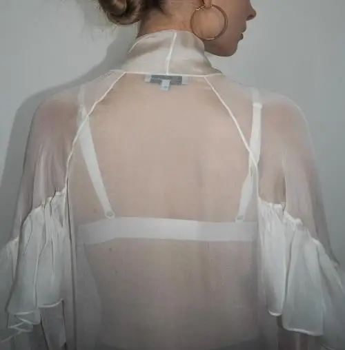 Spring and Summer New Ruffled Ribbon Tencel Silk Shirt 2025 Fashionable Women's Top