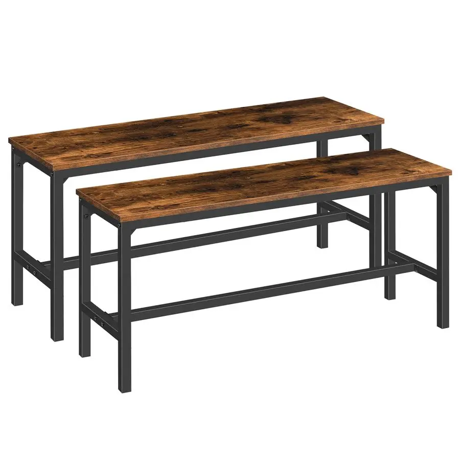 

Dining Benches, Pair of 2 Industrial Kitchen Table Benches, Wooden Indoor Benches, Durable and Stable, for Dining Room, Kitchen