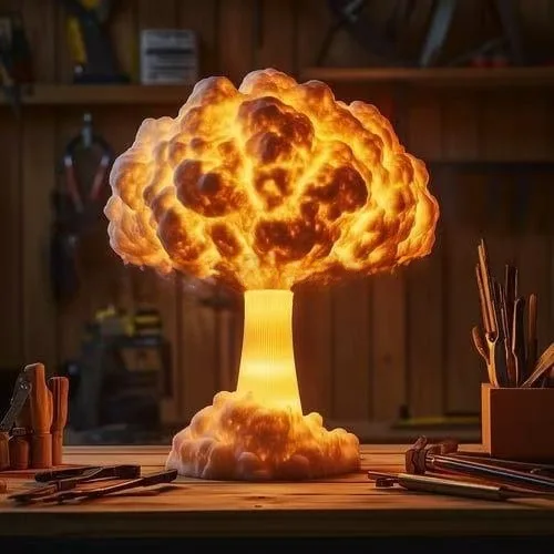 Atomic Mushroom Cloud Table Lamp Resin Ornament Decoration Battery-operated Desk Lamp Room New Year's Decorations Christmas Gift