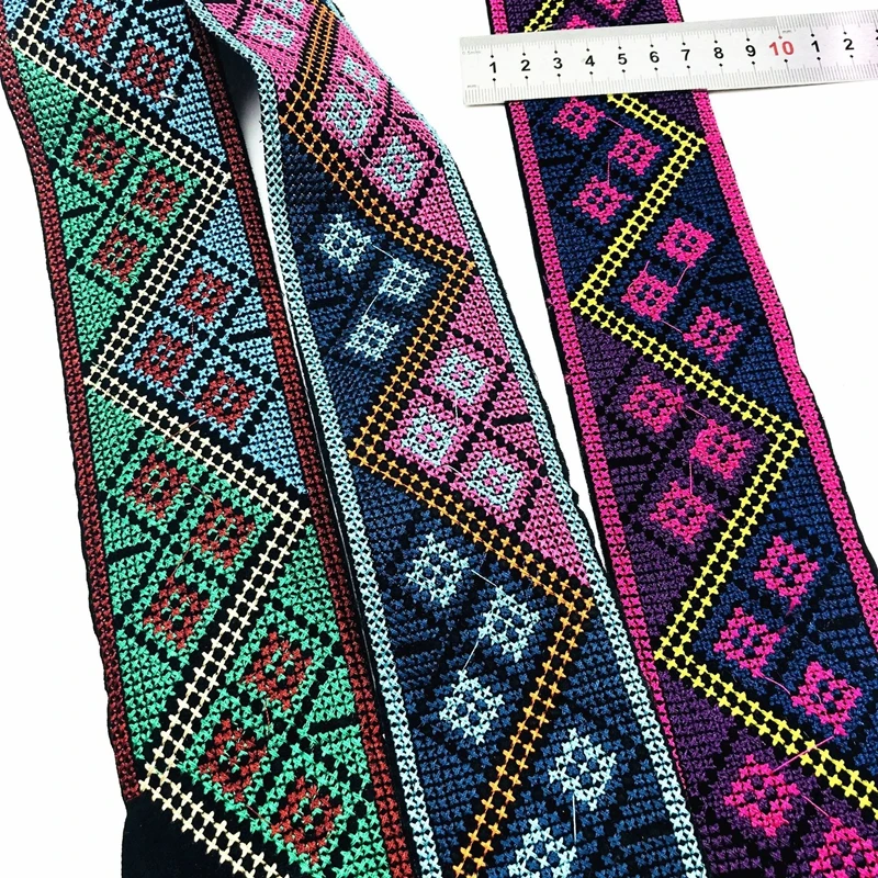 1 Yard Embroidered Ribbon Ethnic Fabric Trim DIY for Decoration Handcraft Apparel Sewing