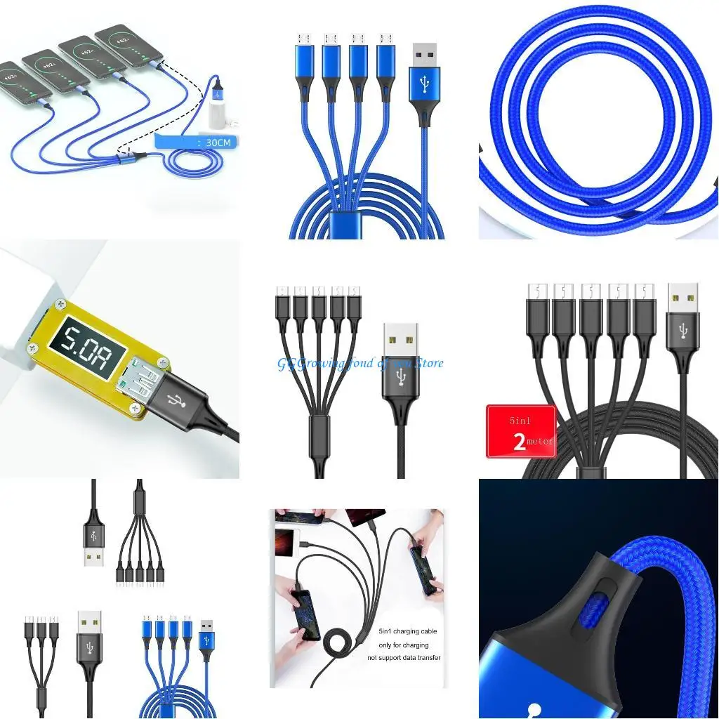 

H9EB Cord USB to Multiple Port Micro USB Charging Cable for Phones Tablets