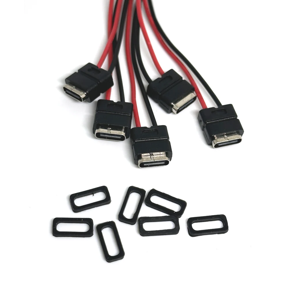 2Pin USB-C Type IPX5-7 Waterproof USB Connector Direct Compression Female Base Female Socket Charging Interface With Welding