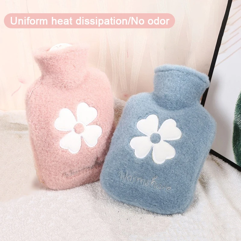 1000ML Hot Water Bag Warm Belly Hands Cute Warm Water Bag Hand Warmer Flower Hot Water Bottle Bag Water Warmer