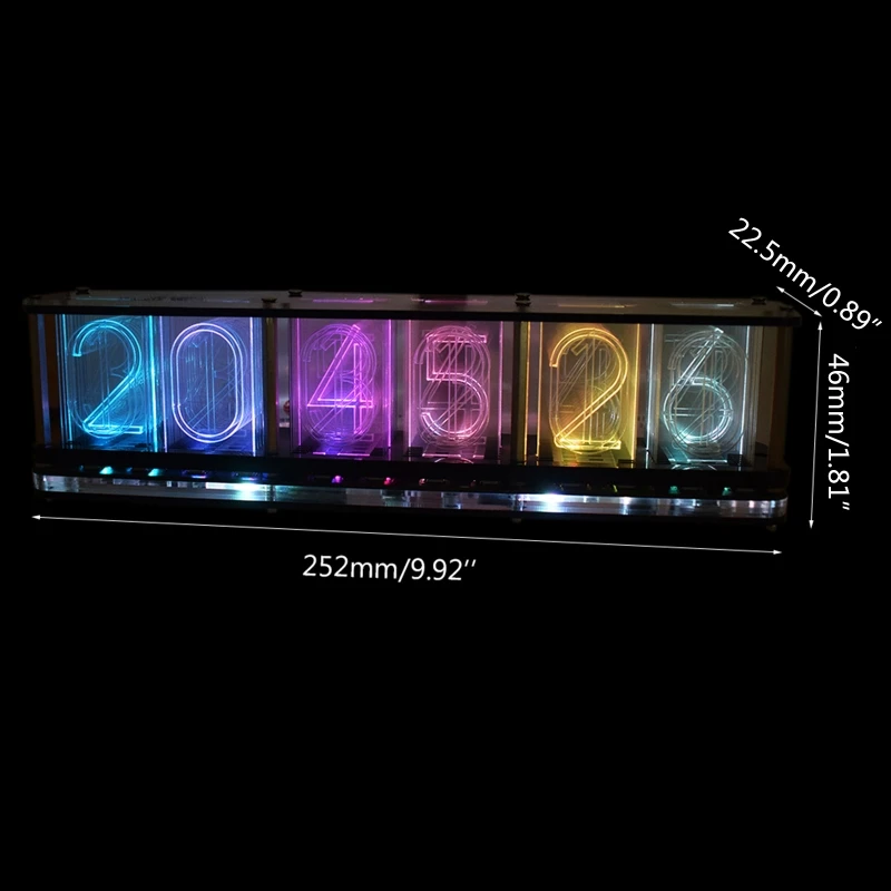 Imagem -05 - Rgb Nixie Tubo Relógio Led Brilho Tubo Tempo Faça Você Mesmo Analógico Tubo Digital Luzes da Noite Gaming Desktop Decoração Home Presente