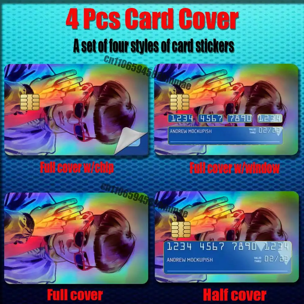 For Oliver Tree Credit Bank Sticker ID Access Card Cover Skin Rainbow Color Laser Stickers Film