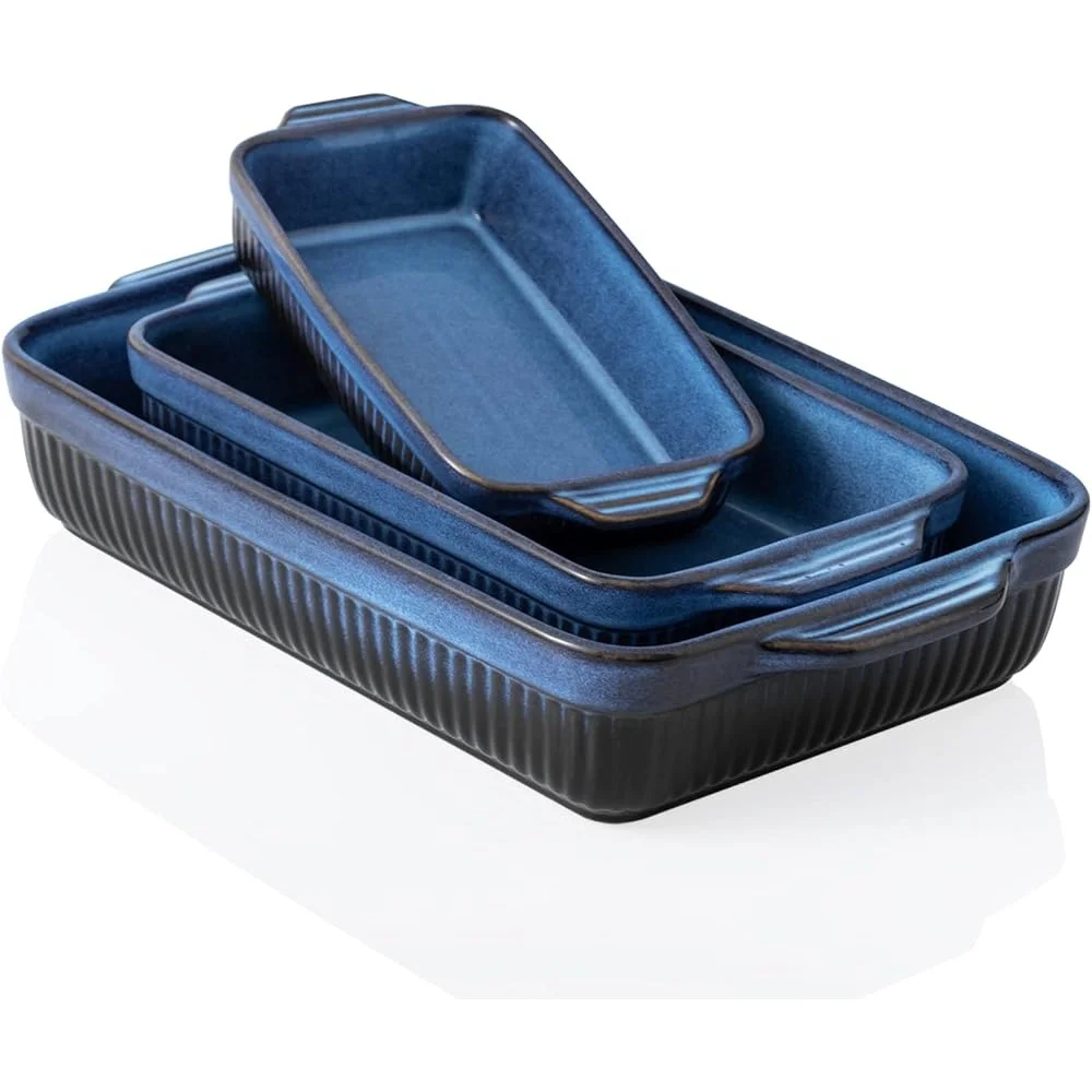 

Ceramic Baking Dishes Set Nonstick Rectangular Lasagna Casserole Pans Kitchen Bakeware Double Handle Dishwasher Microwave Oven