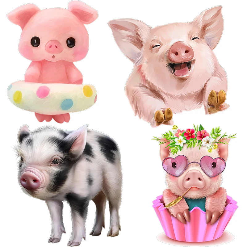 Three Ratels CF836 Cute pink small fragrant pig watercolor hand-painted cartoon sticker room decoration toilet Decal