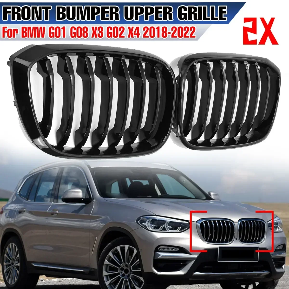 

Single Slat Car Front Grill Grilles Kidney Grill For BMW G01 G08 X3 G02 X4 2018-2022 Racing Grilles Car Styling