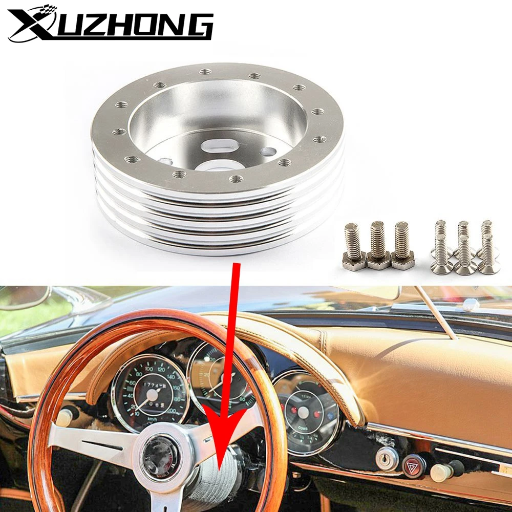 Universal Auto High-quality Aluminium Alloy Steering Wheel Boss Kit Heightening Pad 6 Hole To fit 3 Hole  Fixed Type Heightening