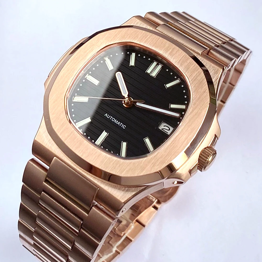 

Tandorio Business Black Square Rose Gold Dress Sapphire Crystal Watch 100m Waterproof NH35 Automatic Movement Watches For Men