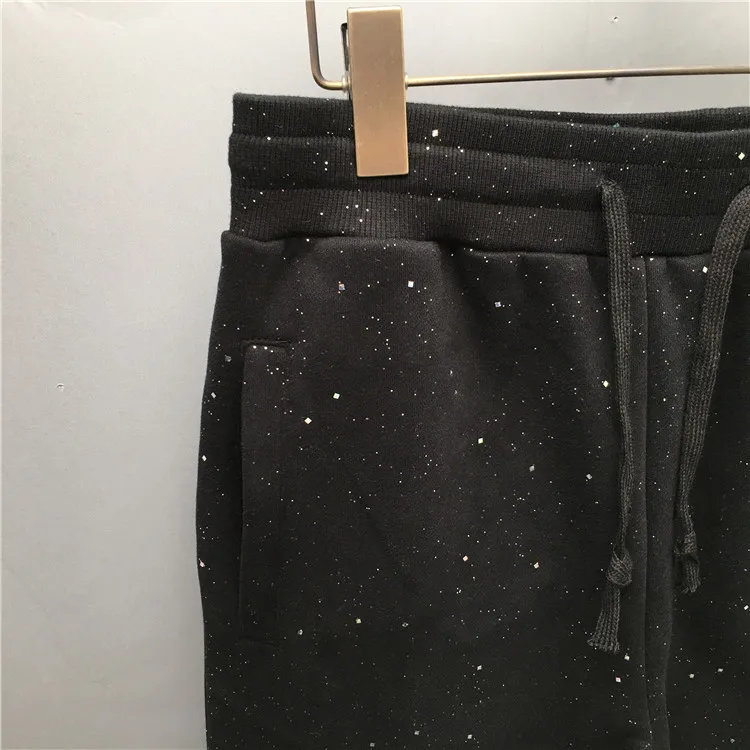 2025 Autumn Winter New Gypsy Sequined Casual Trousers Fashionable Trendy Male Teenager Velvet Warm Loose Casual Sweatpants
