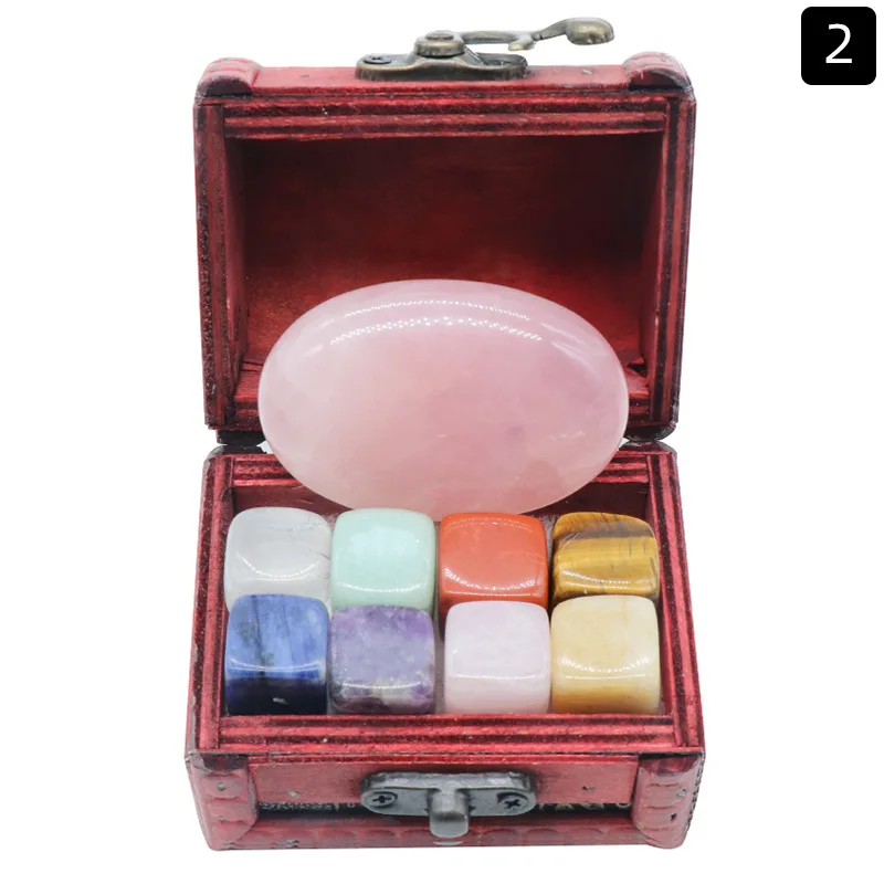 Fashion new good Natural gem stone Healing Reiki Rose quartz Obsidian ornament Jewelry decoration DIY gift 9pc wholesale