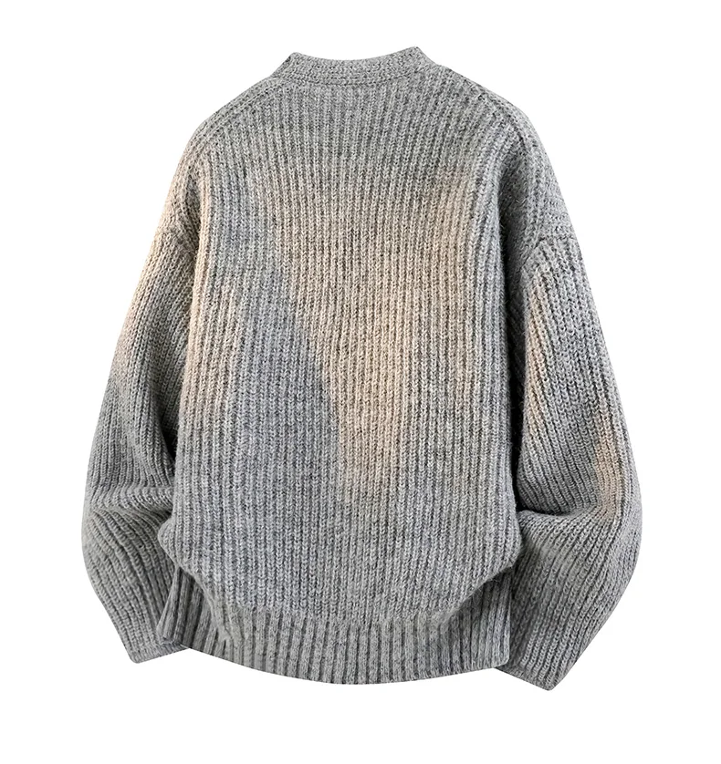 Autumn Winter Japanese Retro Green Light Gray Cardigan Sweater Men Soft Simple Loose Casual Apricot Navy Blue Knitted Jacket