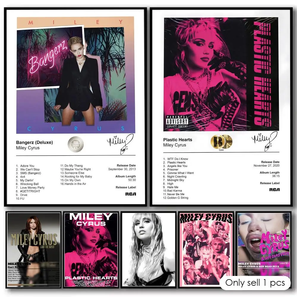 Pop Singer Music Album M-Miley C-Cyrus Poster Decorative Wall Art Stickers Mural Photo Print for Home Living Room Hallway Decor