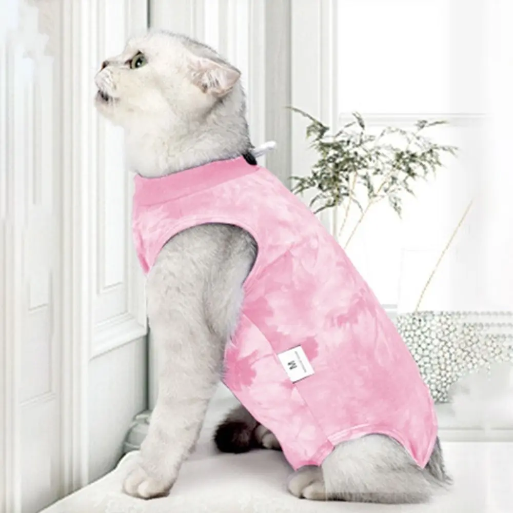 Stretchy Cat Spay/Neuter Clothes Soft Breathable Cat Recovery Suit Adjustable Buckle Anti Licking Wounds Cat Sterilization Vest