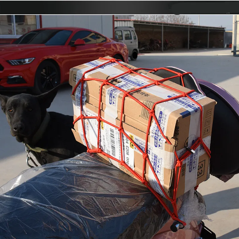 1PC 30/40cm Square Bungee Net Motorcycle 6-Hook Elastic Motorcycle Storage Helmet Tank Luggage Mesh Web Motorcycle Accessories