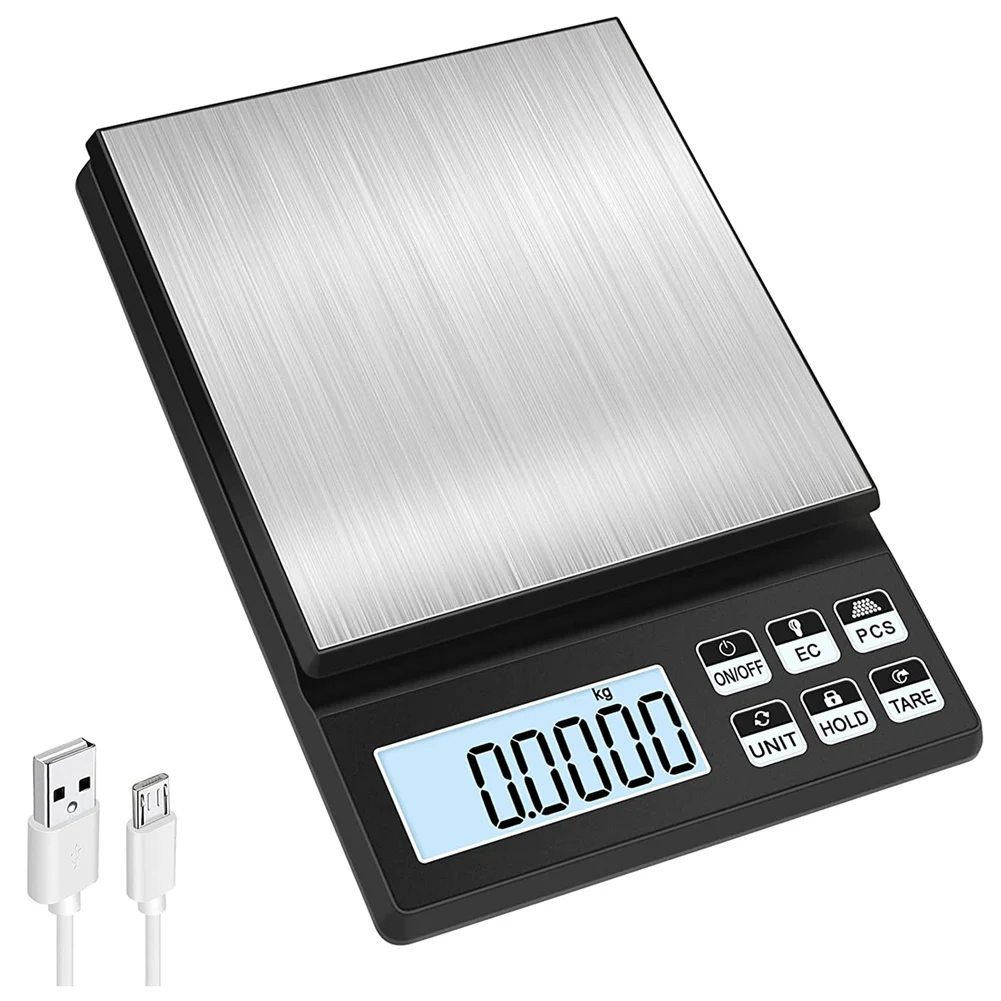 WSFS! Digital Kitchen Scale,5Kg/0.01G Rechargeable Food Scale,High Precision Kitchen Weighing Scales with LCD Display