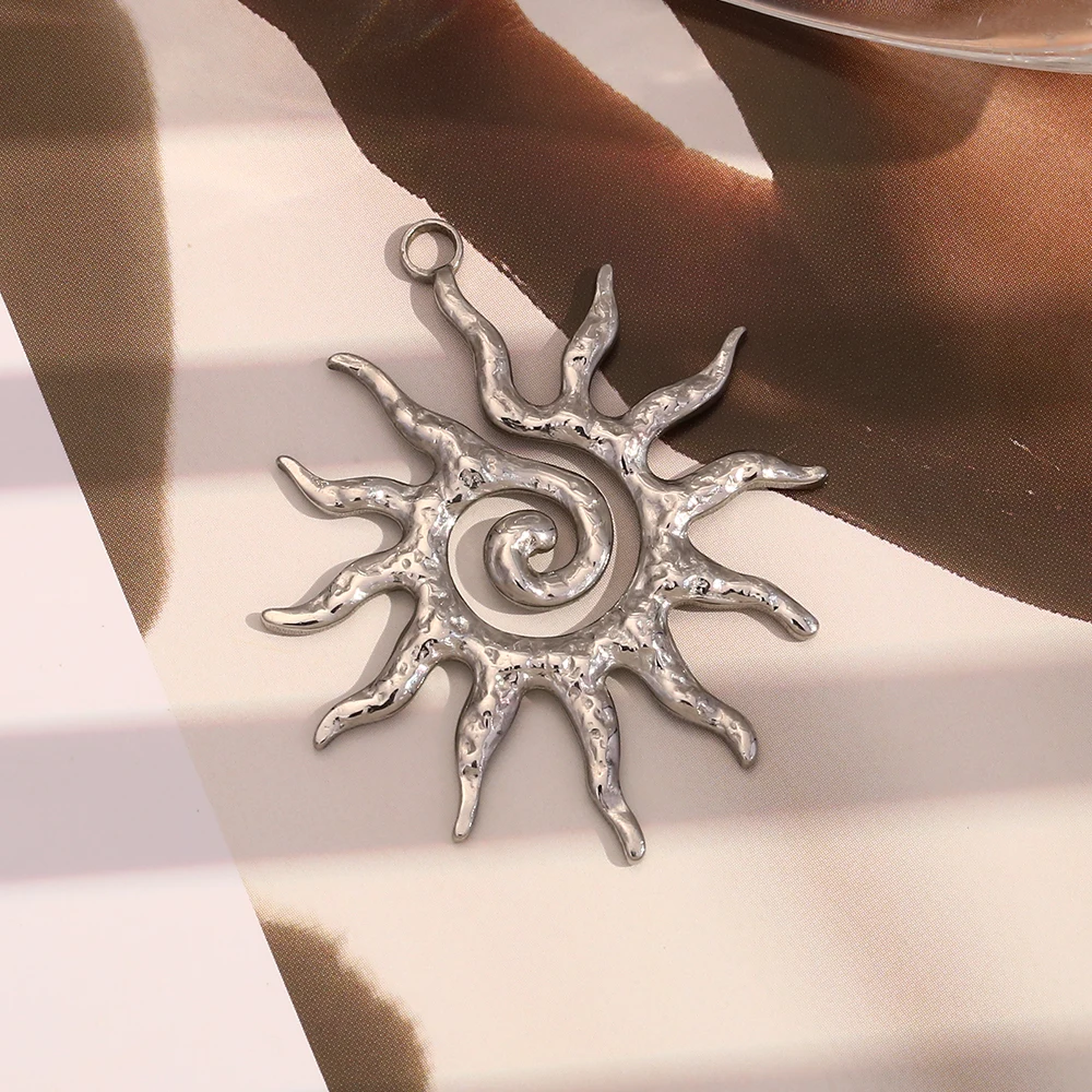 MamacitaSlay Vintage Spiral Sun Gold Plated charms for jewelry making handmade Waterproof Stainless steel charm Pendant