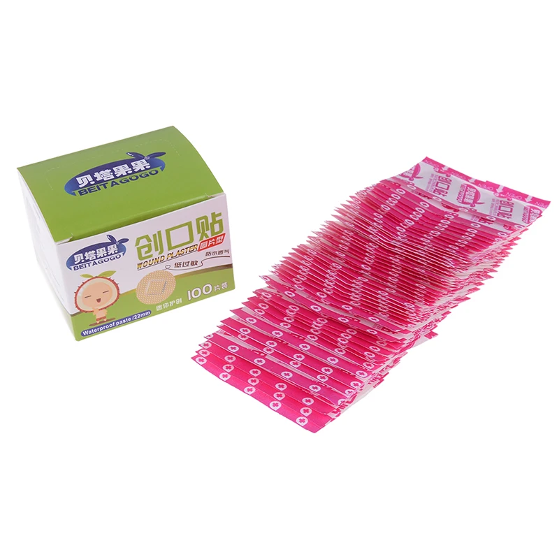 100Pcs Mini Round Disposable Medical Adhesive Bandage Band-aid Wound Plaster Waterproof And Breathable Outdoor First Aid Tools