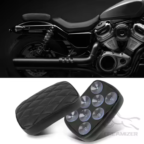 Motorcycle Rear Passenger Pillion Pad Rectangular Pillion Passenger Pad Seat 8 Suction Cups For Harley Dyna 883 Choppers Bobber
