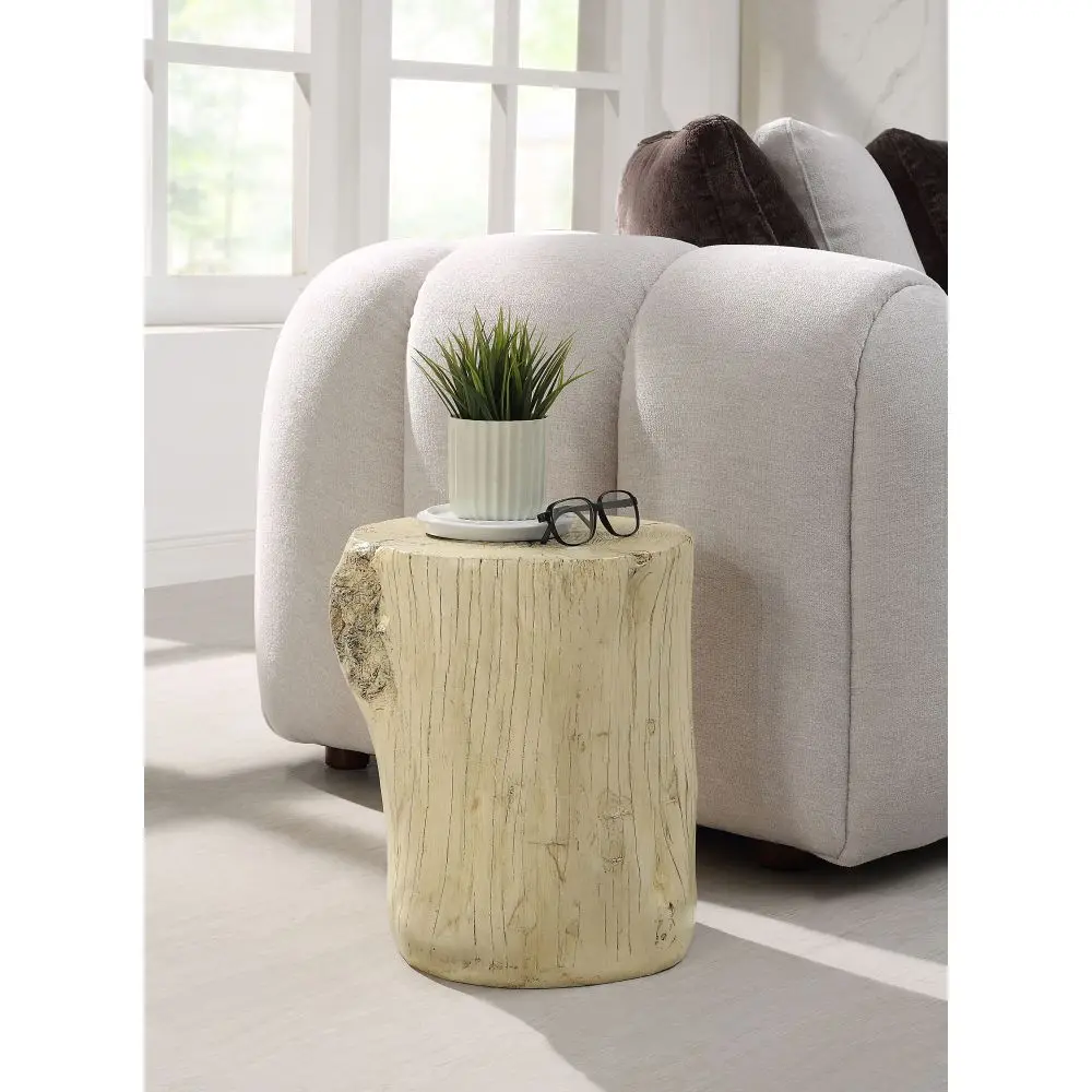 Gene Natural Brown Finish Fiber Concrete Accent Table