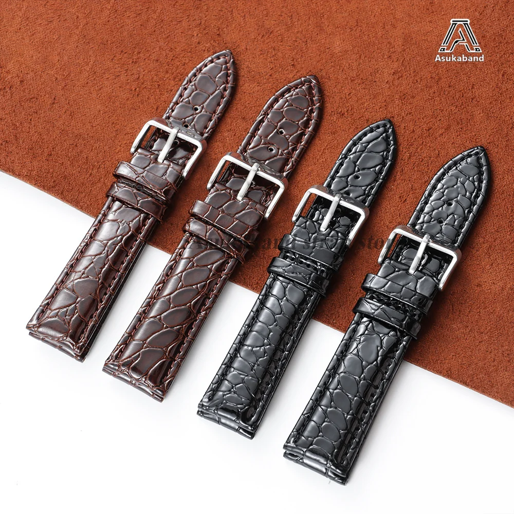 20mm 22mm Crocodile Pattern Design Leather Watch Strap 12mm 14mm 16mm 18mm 19mm Soft Watchbands Casual Business Wristwatch Band