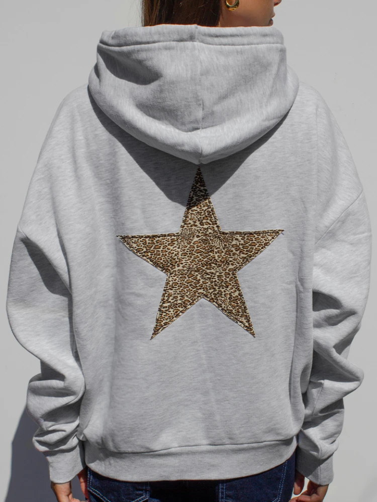 Y2K aesthetic hooded sweatshirt star printed sweatshirt 2000s streetwear long sleeved winter cute hip-hop hooded sweatshirt