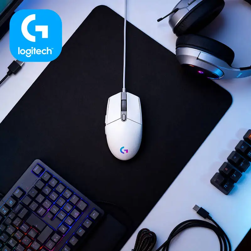 Logitech G203 LIGHTSYNC Gaming Mouse 8000 DPI Adjustable RGB Backlight 6 Buttons Mechanical Tensioning Pixel-Perfect Aim