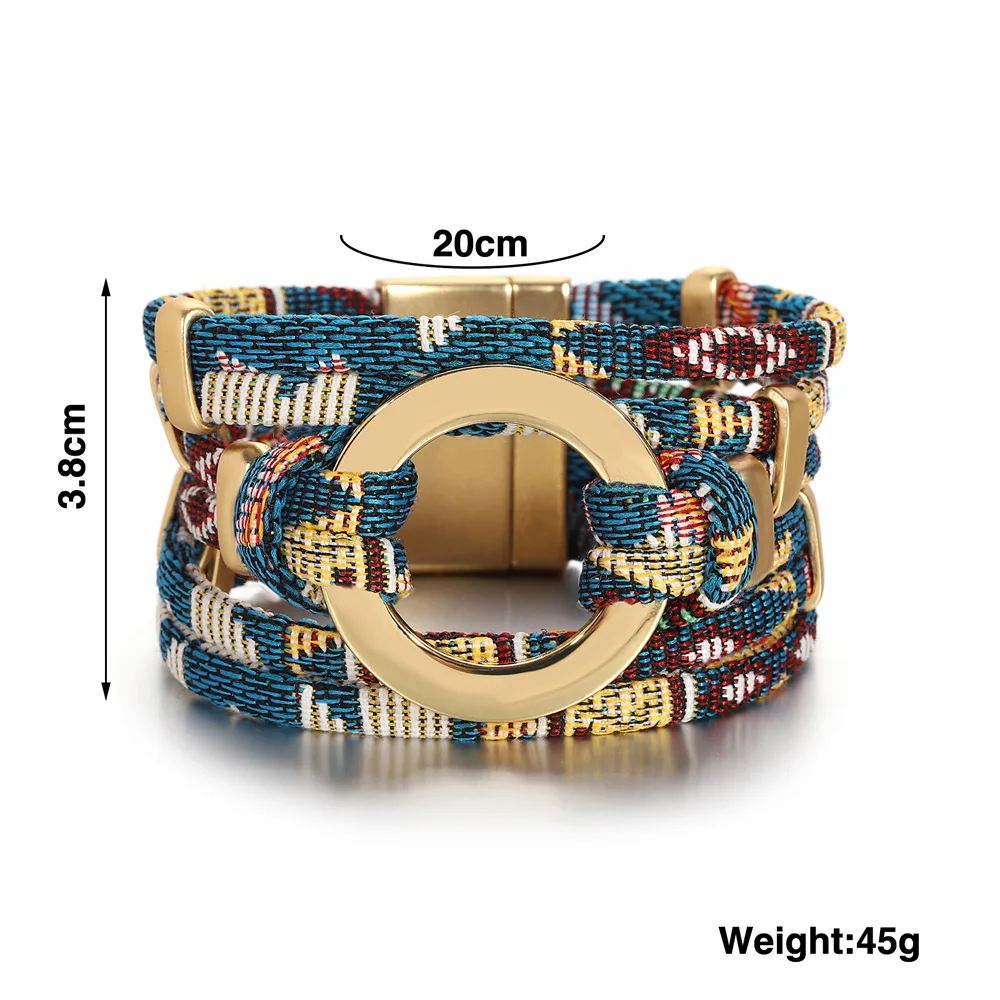 ALLYES Vintage Hollow okrągły splot skórzana bransoletka dla kobiet mężczyzn etniczny wzór wielowarstwowy Wrap szerokie bransoletki biżuteria Boho — zdjęcie 7