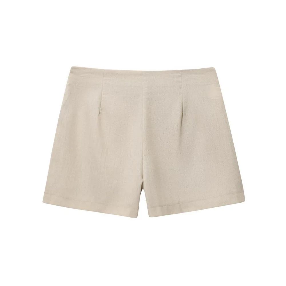 女性のビーズ付きリネン混紡 V ネックタンクトップビーズレースハイウエストカジュアルショーツ夏の新しいファッションショーツ