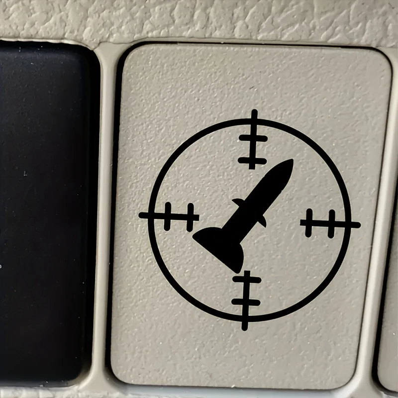 2PCS Missile Launch Button Sticker Funny Cartoon Target Vinyl Decal Car Interior Dashboard Glossy Waterproof Decor