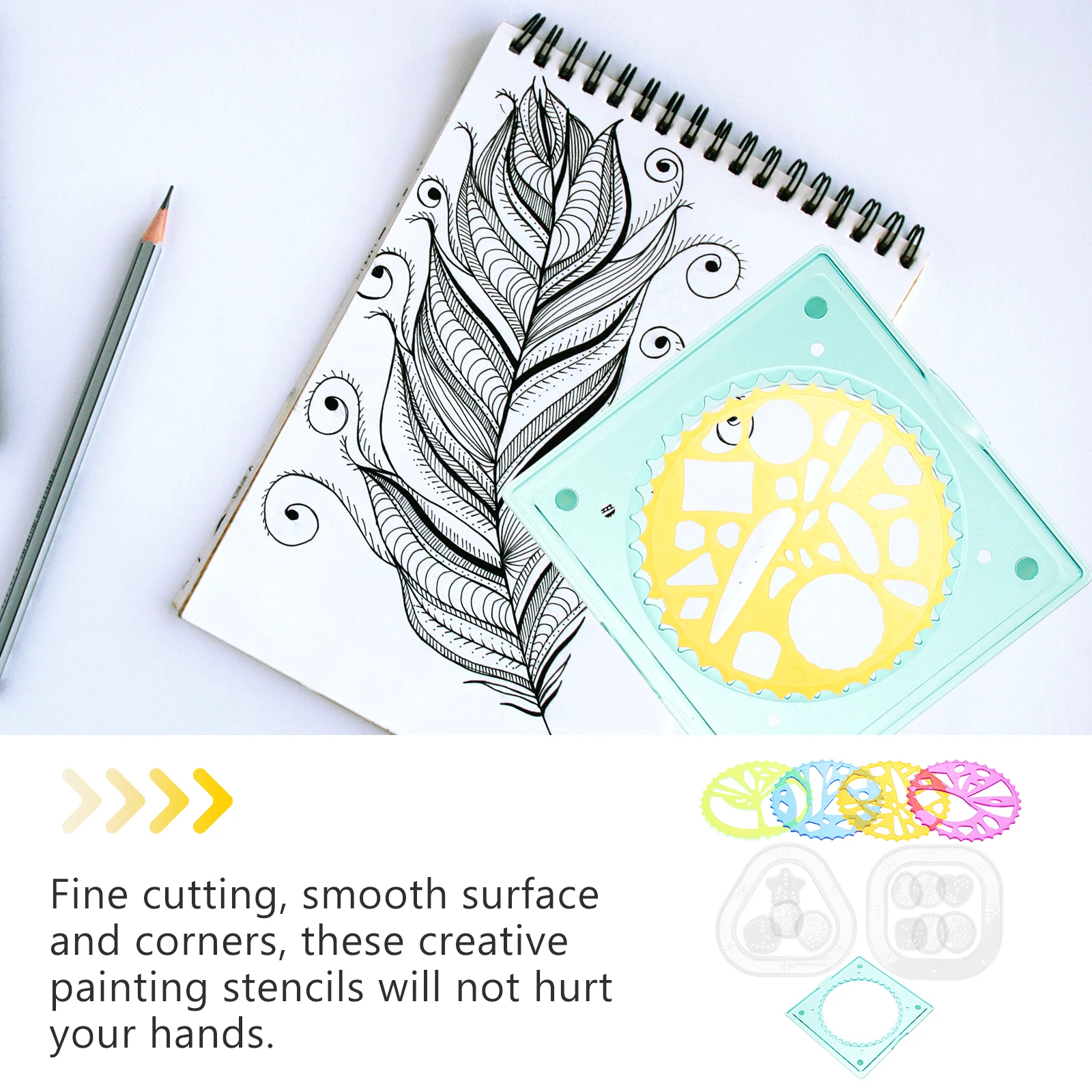 2 Sets Ruler Stencils Plastic Large for Painting Child Circle Stencil Stationery Smooth Reusable Creative