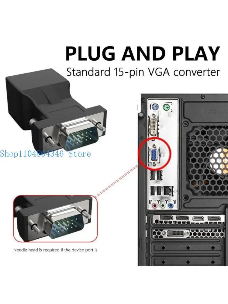5asd VGA Over Cat5/Cat6 Extender Adapter, High Resolution Support VGA Extender To RJ45 Adapter For Multimedia Applications