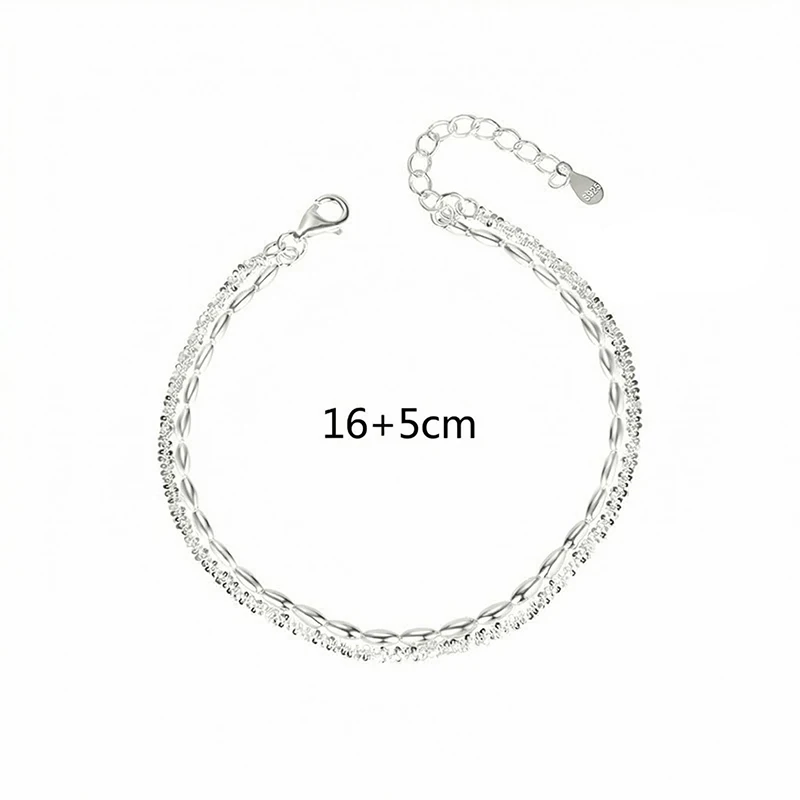Dainty Silver Plated Minimalist Bracelets for Women Sparkling Stackable Paperclip Chain Bracelets Set Jewelry Birthday Gifts