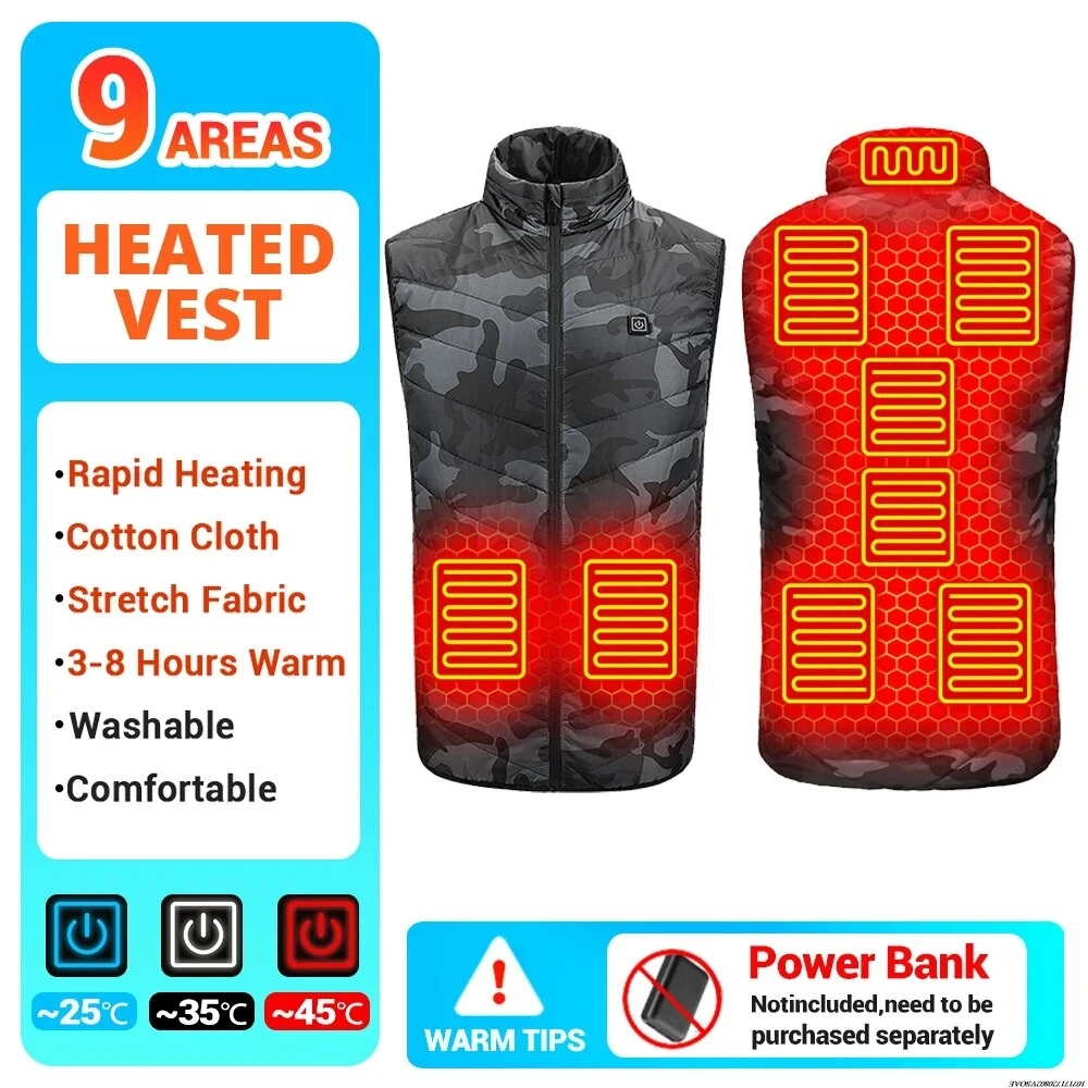 

21 Zone Heating Vest Mens USB Infrared Thermal Jacket Smart Heated Clothes New Winter Cold-proof Thick Sleeveless Padded Coat