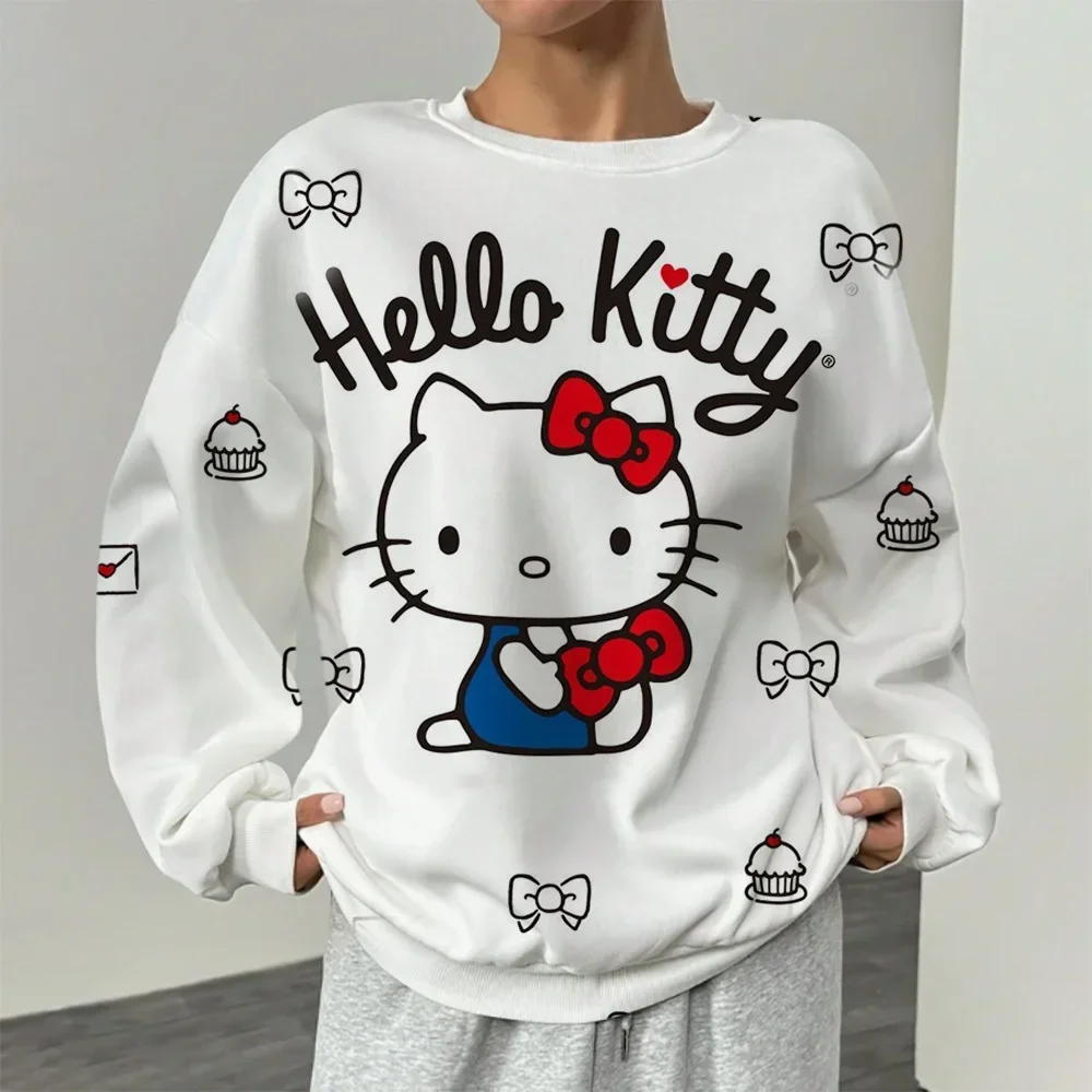 المرأة 3D مطبوعة هوديي الخريف الشتاء لطيف الكرتون جولة الرقبة البلوز طويلة الأكمام عارضة فضفاض أعلى الملابس