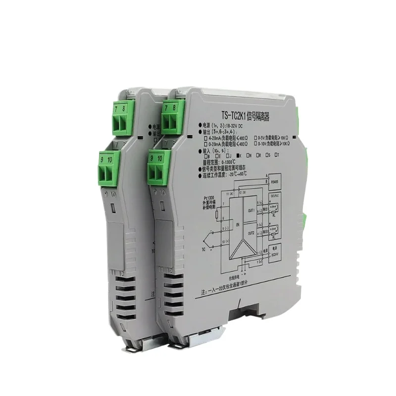 DIN Rail Temperature Transmitter Module USB Programmable Thermocouple Thermal Resistance Convert To 4-20mA 0-10V Analog Signal