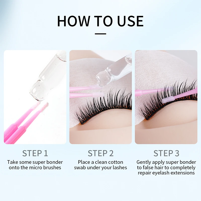 10ml Super Bonder  Fixing Agent for Eyelash Extension Glue Clear 15ml Fixation Bonder False Lash Adhesive Makeup  Curing Liquid