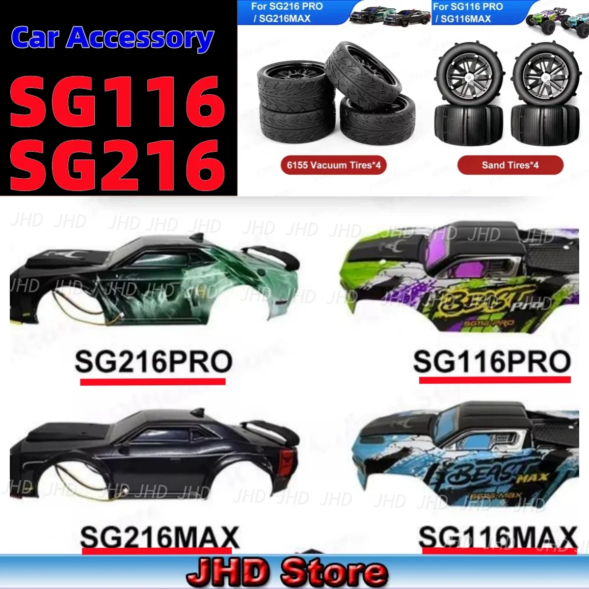 JHD SG216 MAX SG116 MAX Car Shell RC Car Body Shell Akcesoria ZLL Oryginalne SG116PRO SG216PRO Car Shell Wheel