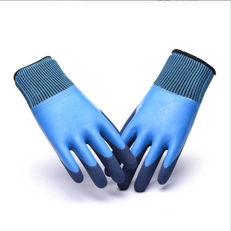The Labor Protection Wear-resistant and Warm Gloves Are Double-layer Impregnated with Rubber Waterproof Anti-slip and Practical