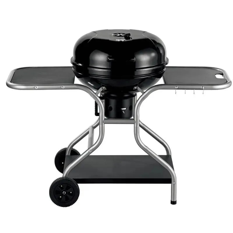 22.5 Inch Round Charcoal Grill with Wheels Multifunctional Push-pull Basketball Style BBQ Oven Platform