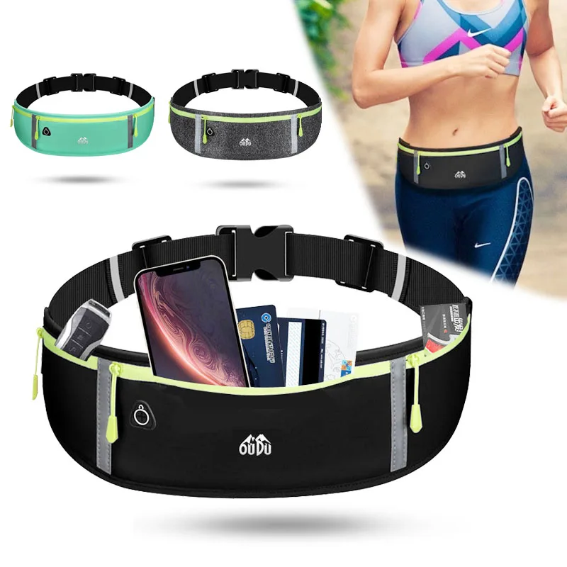 Nylon Outdoor Waist Bag Para Mulheres Homens Impermeável Gym Fanny Bag Safty Reflective Tape Ciclismo Phone Case Running Sport Belt Pouch