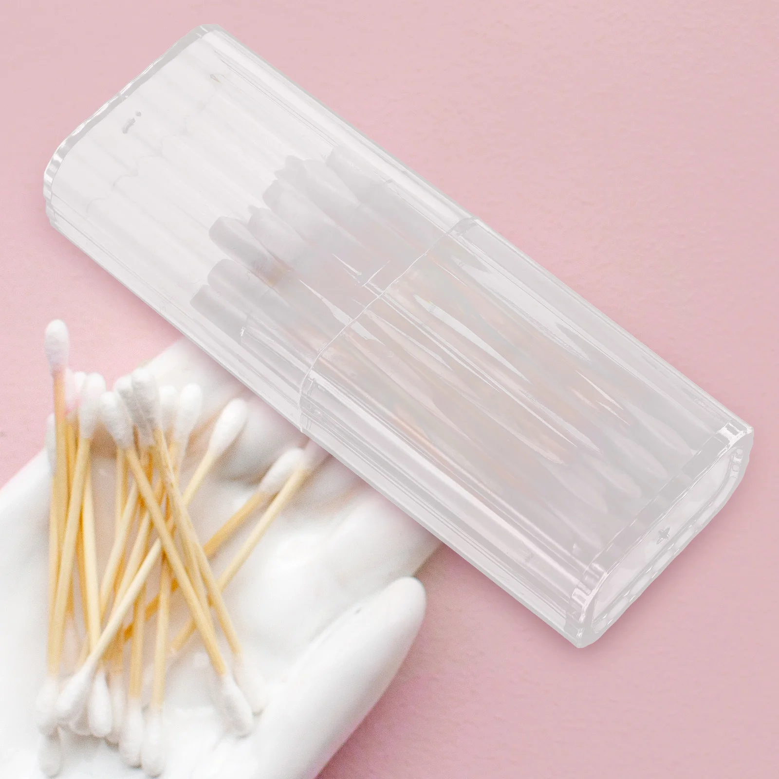 

4Pcs Cotton Swab Holder Storage Box Premium Plastic Toothpick Container Portable Organizer for Desktop Travel Use