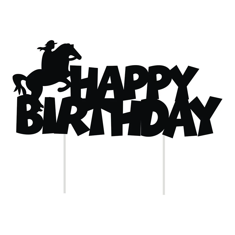 Cowboy Cake Toppers Happy Birthday Cake Decoration Horse Racing Theme Cake Decoartions Boys Girls Birthday Baby Shower Supplies