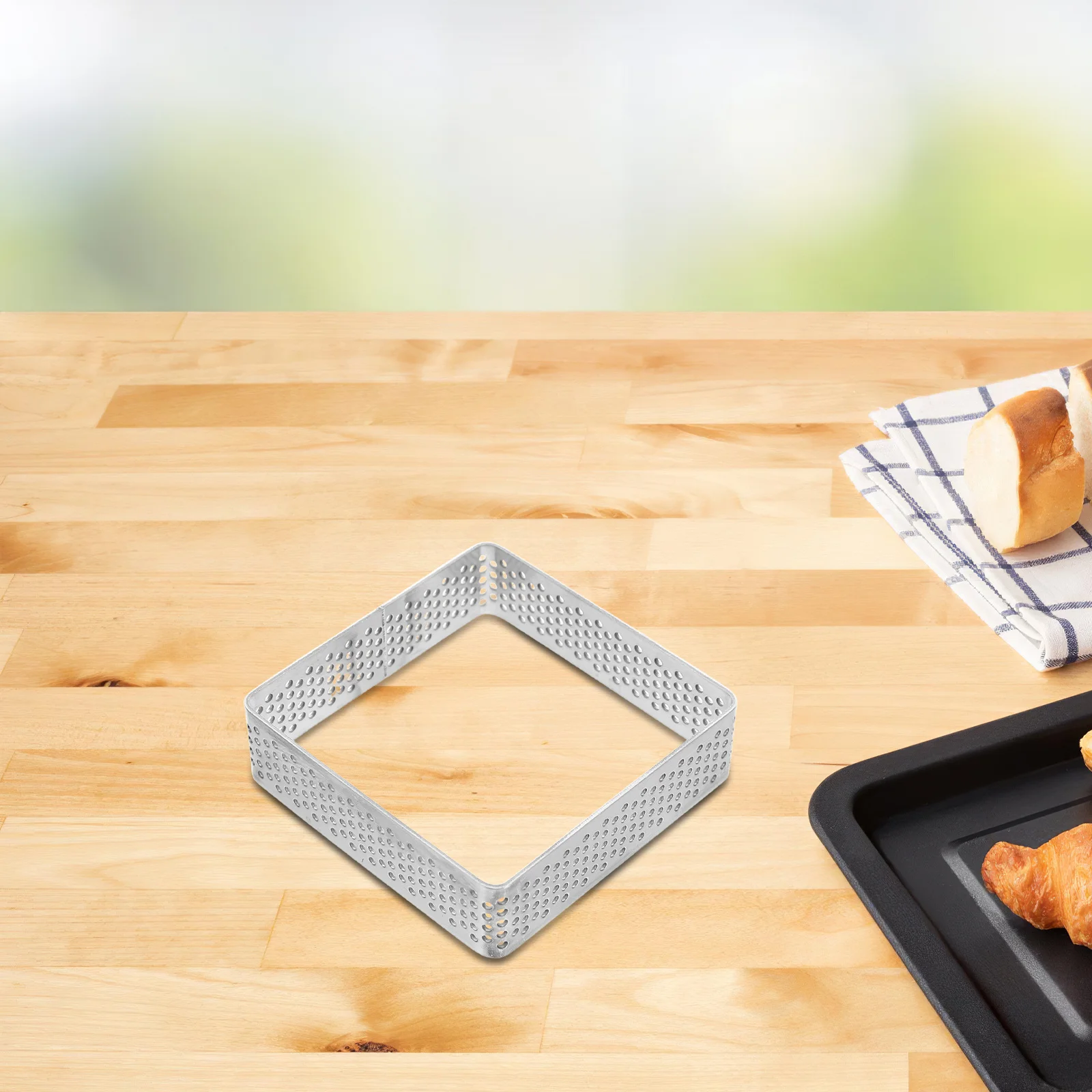 

3Pcs Stainless Steel Perforated Square Tart Rings Non-Stick Molds for Baking Mousse Cakes Pastries Kitchen Tart Rings