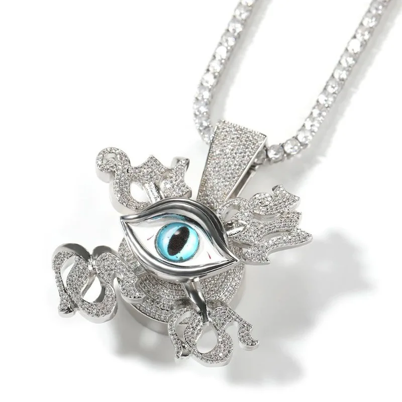 

Mythology Eye of Horus Pendant Necklace for Men and Women Punk Rotating Hip Hop Pendant Copper Set Zircon Amulet Jewelry Gift