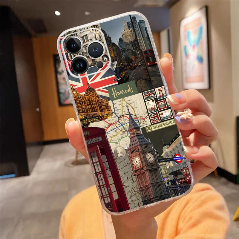 

London aesthetics Phone Case Carcasa Funda For iPhone 17 Pro Max Air 17 16 15 14 13 Pro Max 15 16 Pro 16E Case