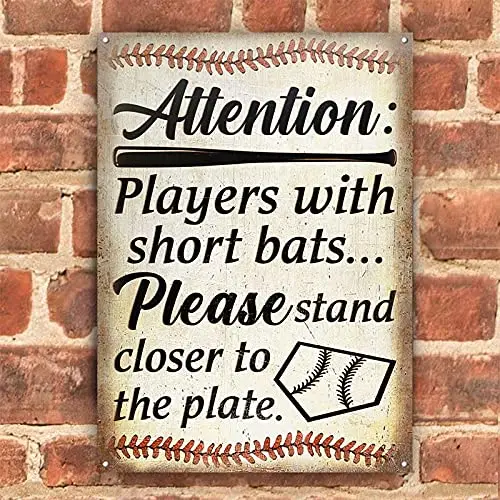 GadgetsTalk Baseball Attention Stand Closer Restroom Custom Classic in Public Sign, Decoration Sign, Metal Signs Funny Tin Sign