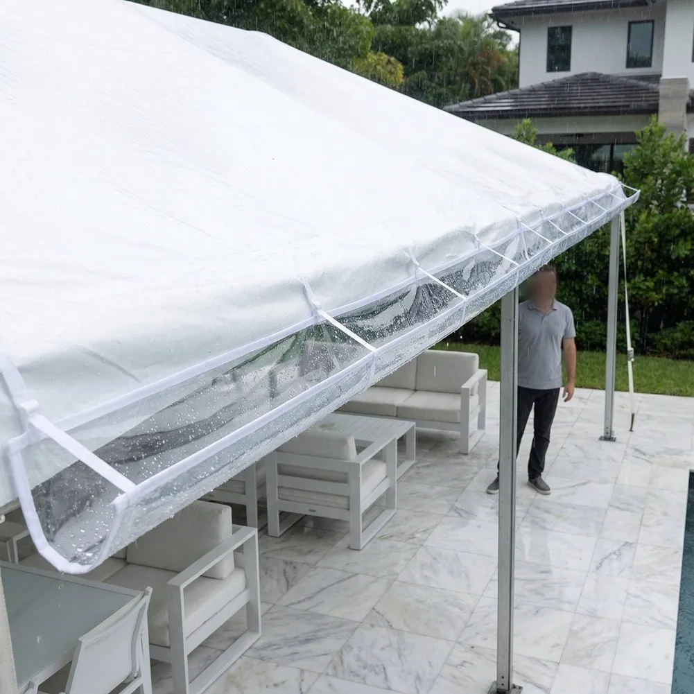 Water Channeling Gutter for Tent and Awning Installations Designed for Effective Rainwater Removal in Field Use