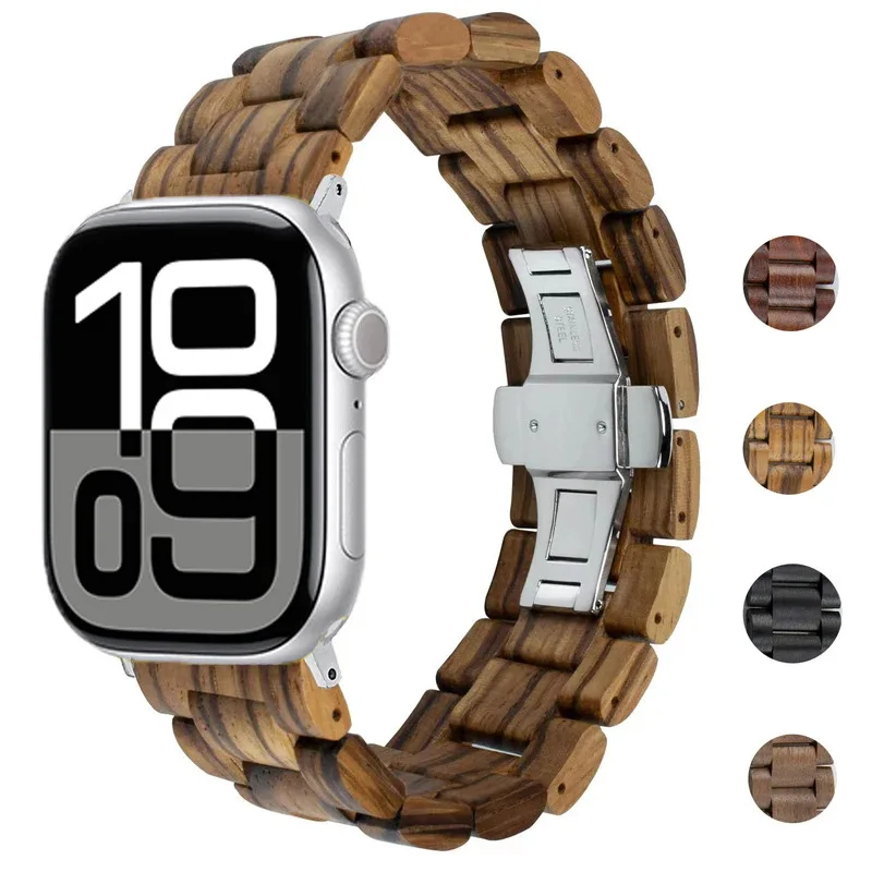 

Walnut Wood Strap for Apple Watch Band 49mm 46mm 42mm 38 40 41 44 45mm Wooden Bracelet for iWatch Series 10 9 8 7 6 SE Ultra 2/1
